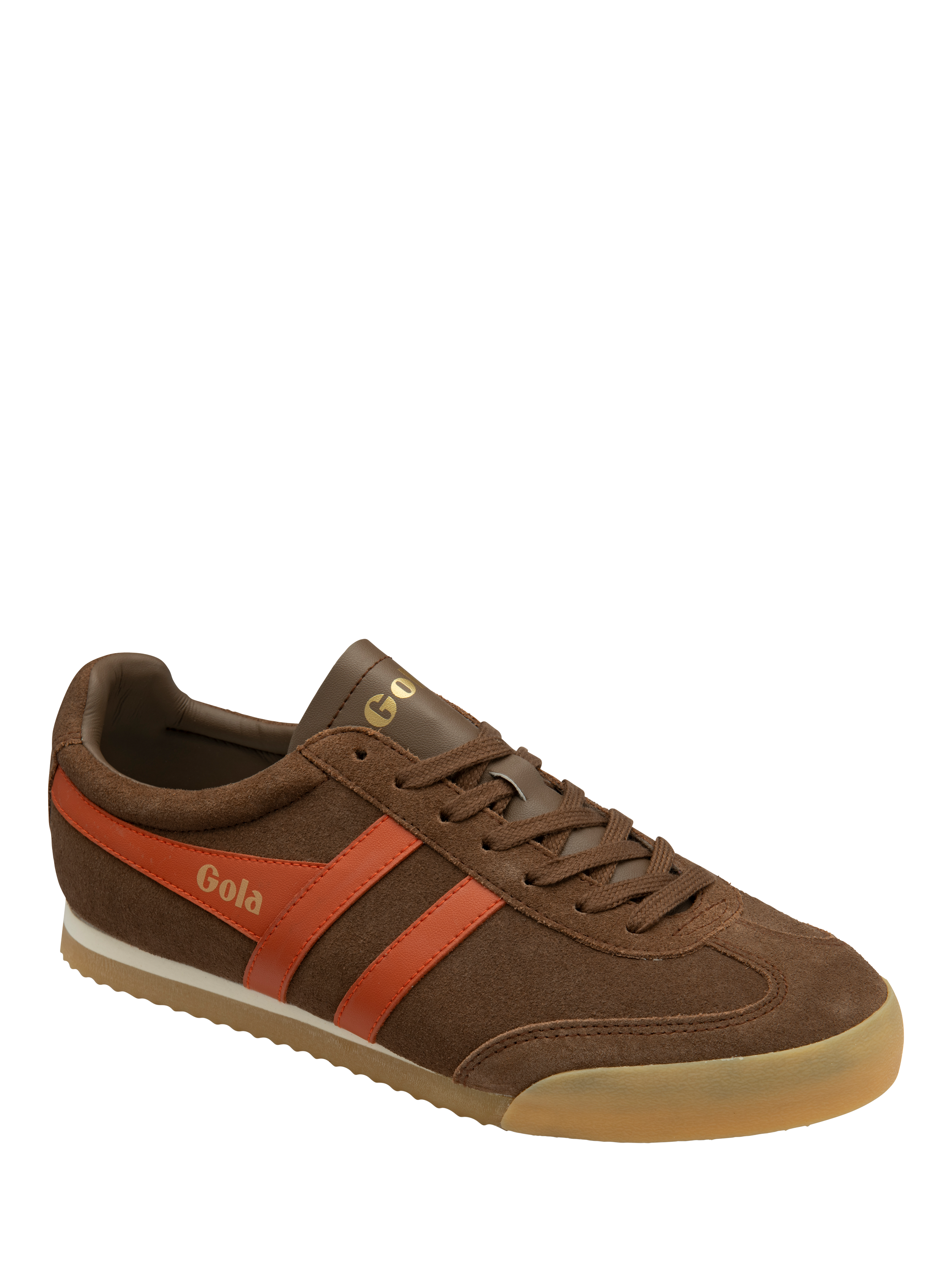 Product image 2 of 5, which shows Gola Apollo Suede Lace Up Trainers, Otter Brown, Orange, 7