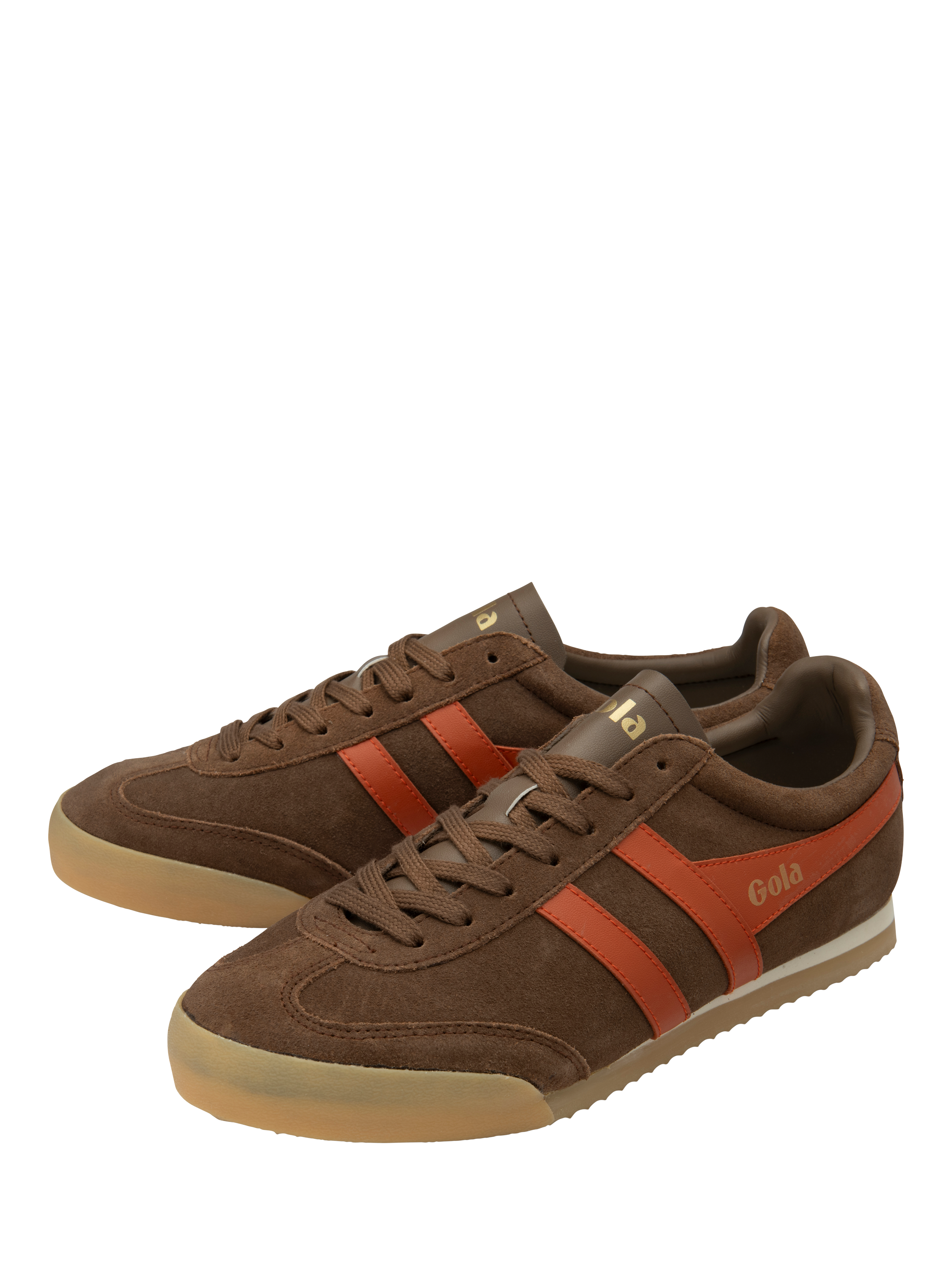 Product image 3 of 5, which shows Gola Apollo Suede Lace Up Trainers, Otter Brown, Orange, 7