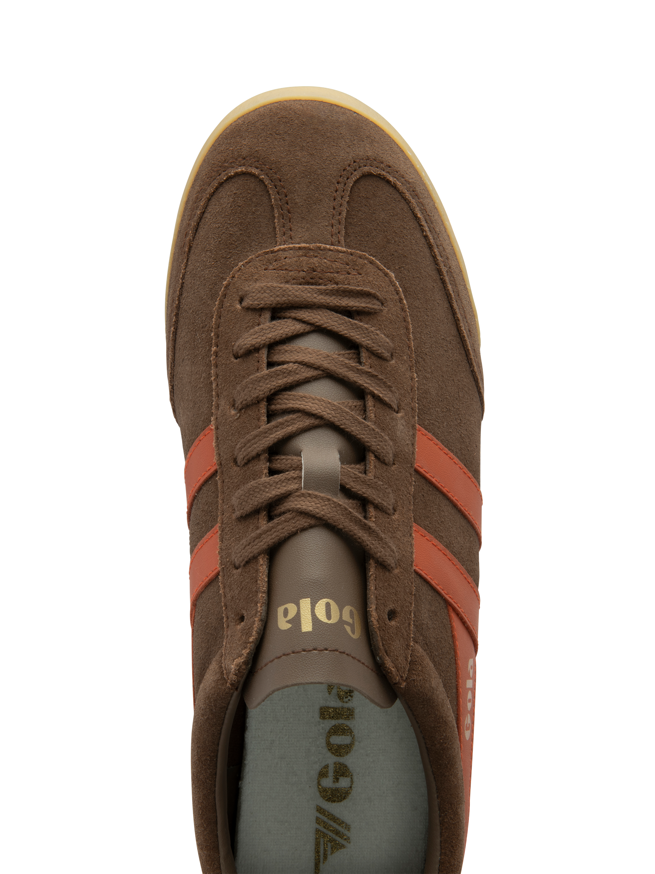 Product image 5 of 5, which shows Gola Apollo Suede Lace Up Trainers, Otter Brown, Orange, 7