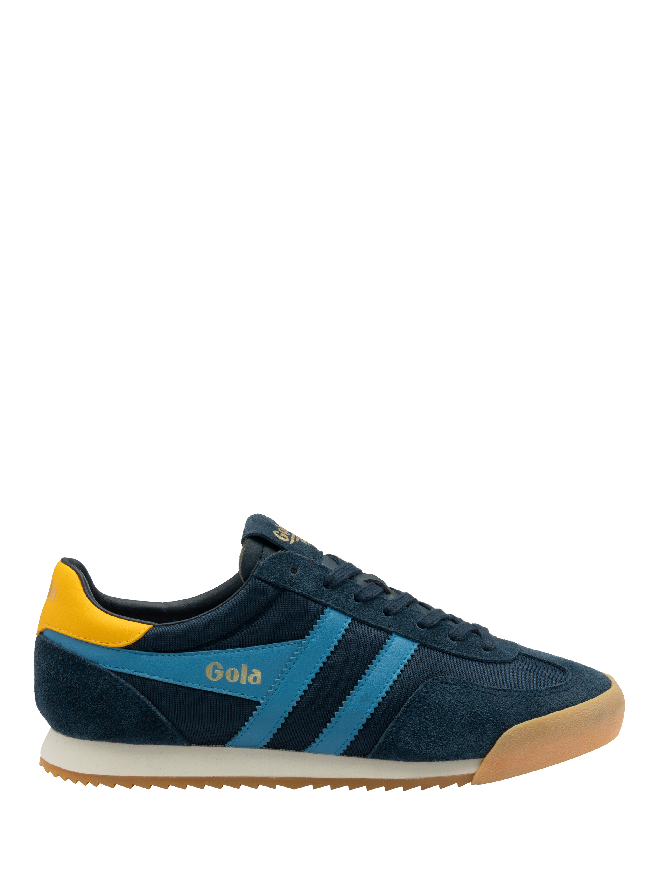 Product image 1 of 5, which shows Gola Europa Textile Lace Up Trainers, Blue Multi, 7