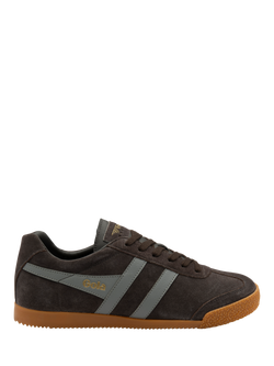 Gola Harrier Suede Lace Up Trainers, Mocha Cement