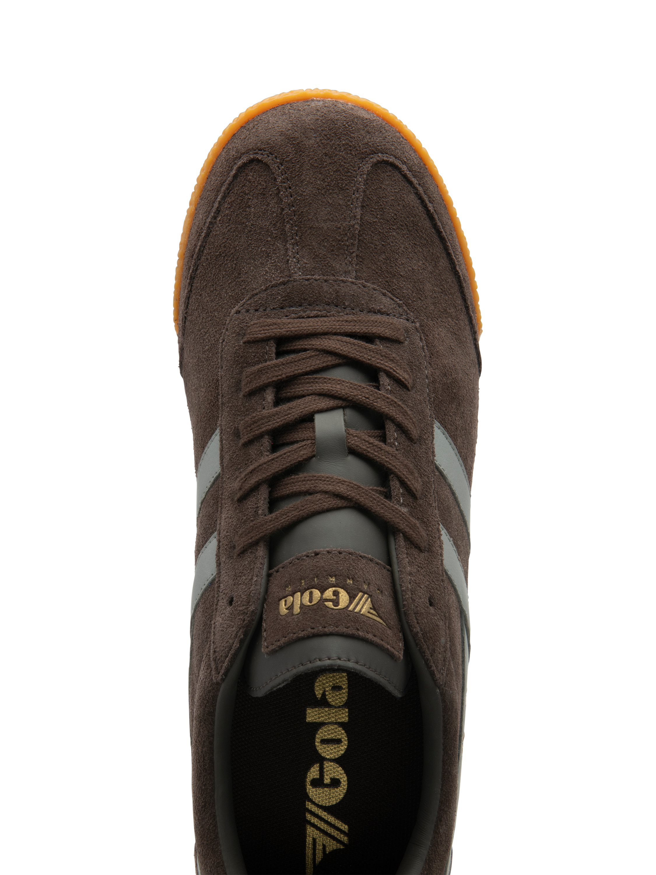 Product image 5 of 5, which shows Gola Harrier Suede Lace Up Trainers, Mocha Cement, 8