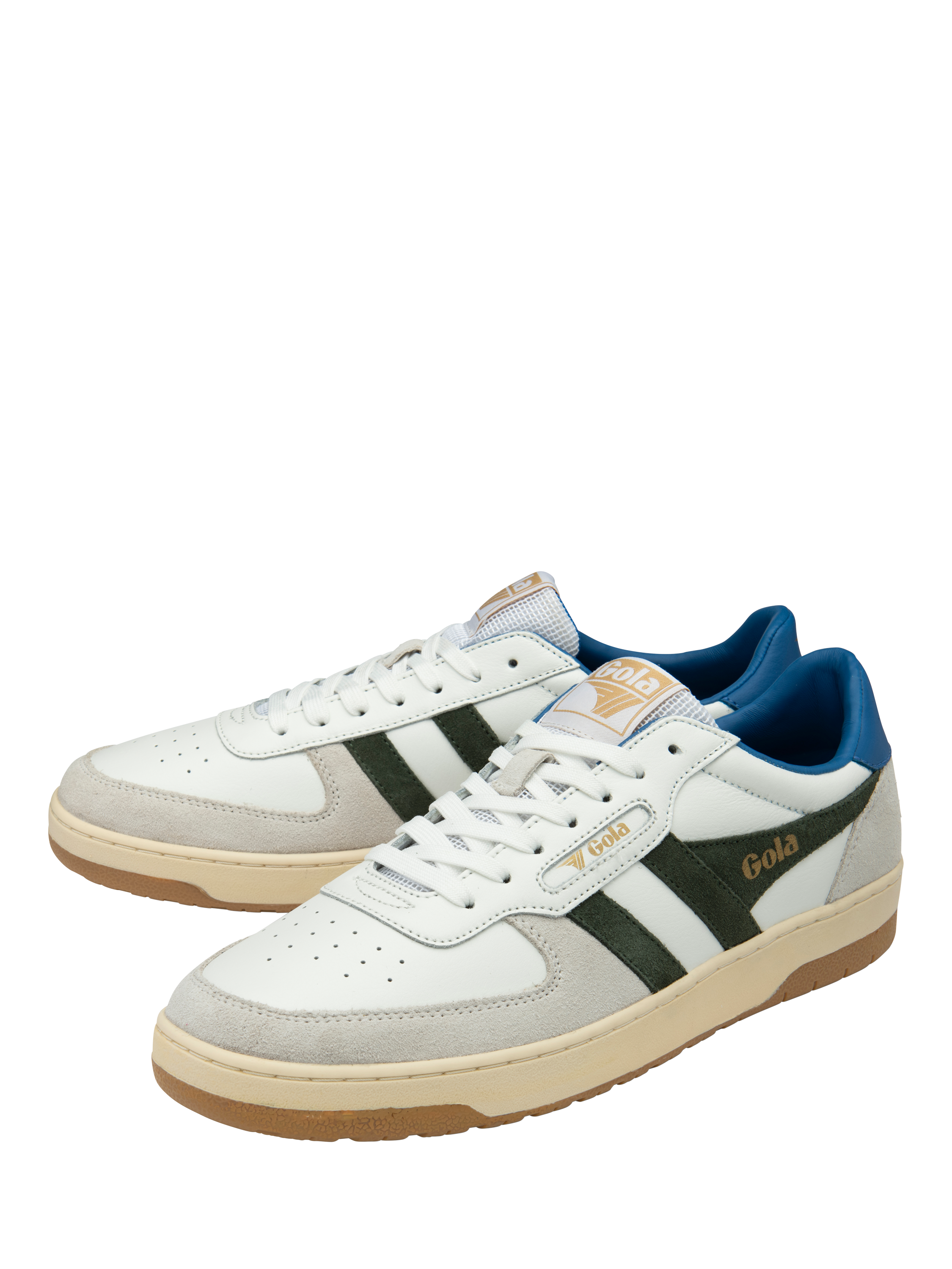 Product image 3 of 11, which shows Gola Hawk Leather Trainers, White Khaki, 7
