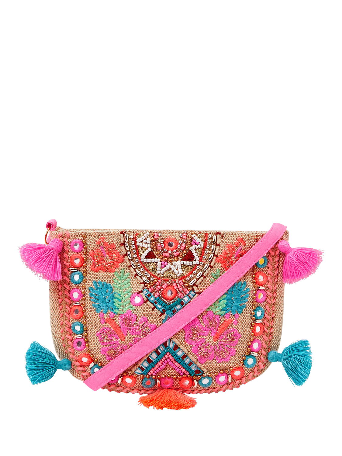 Product image 1 of 5, which shows Angels by Accessorize Kids' Embroidered Cross Body Bag, Multi