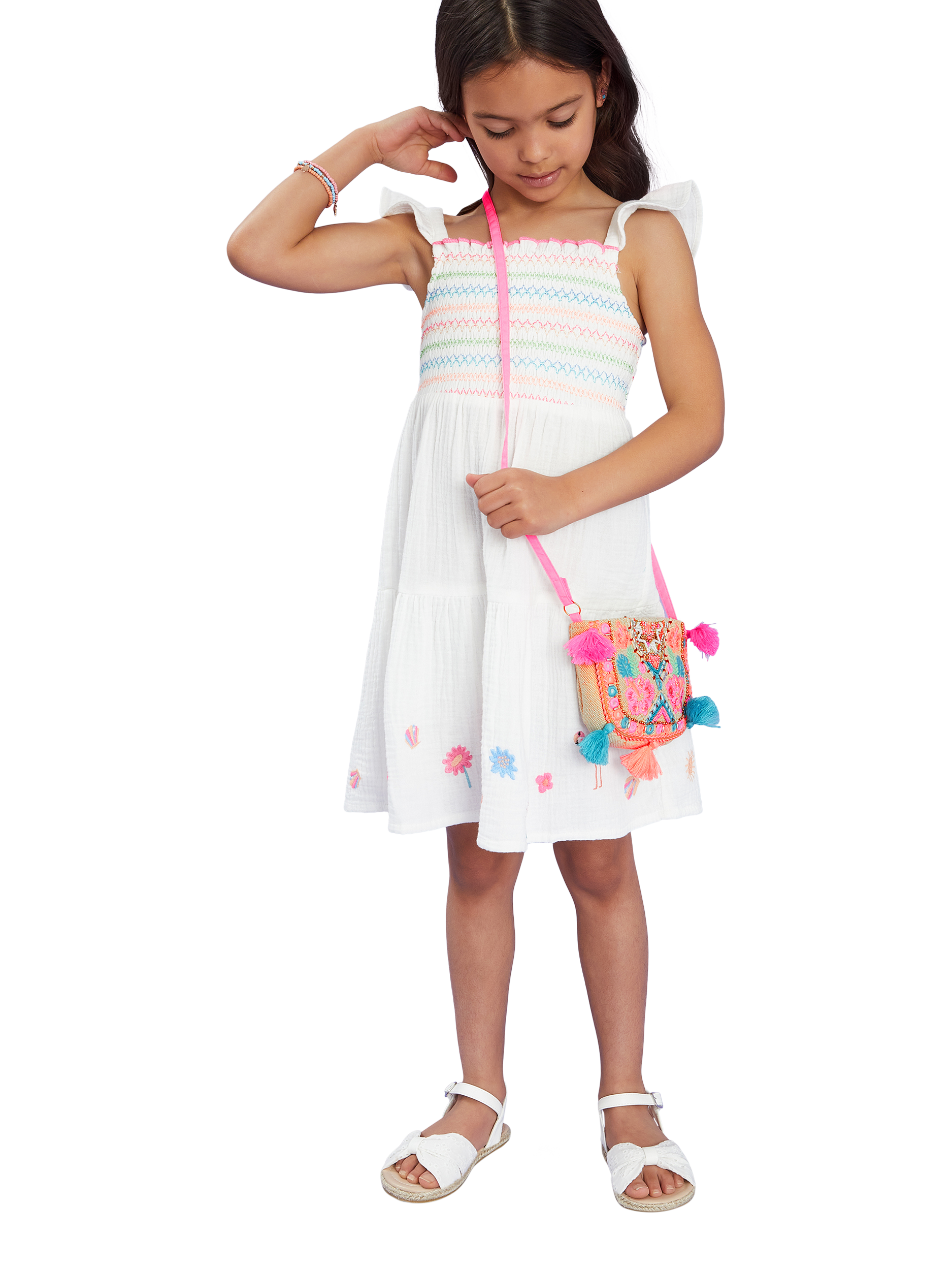 Product image 2 of 5, which shows Angels by Accessorize Kids' Embroidered Cross Body Bag, Multi
