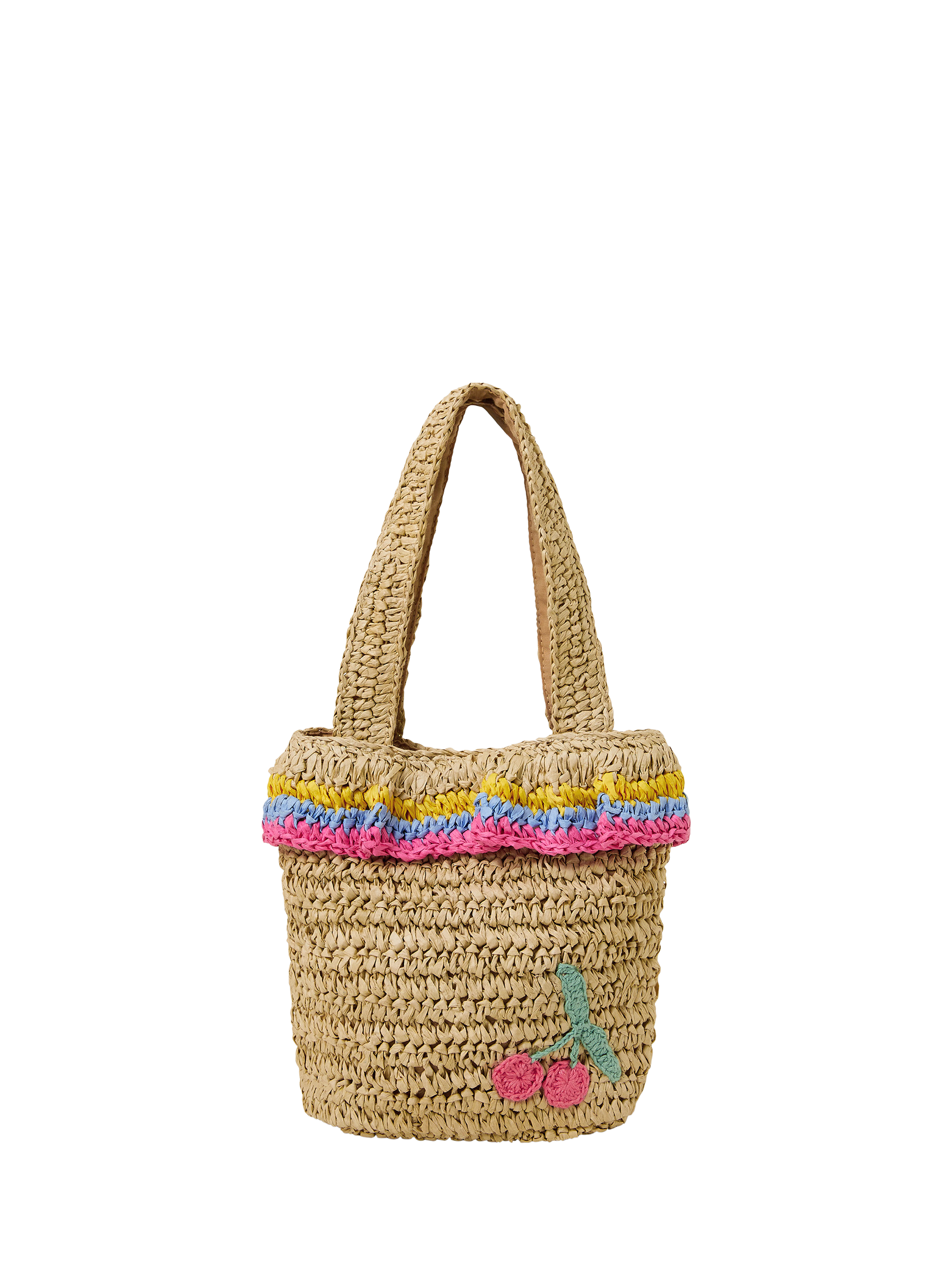 Angels by Accessorize Kids' Cherry Embroidered Straw Bag, Natural