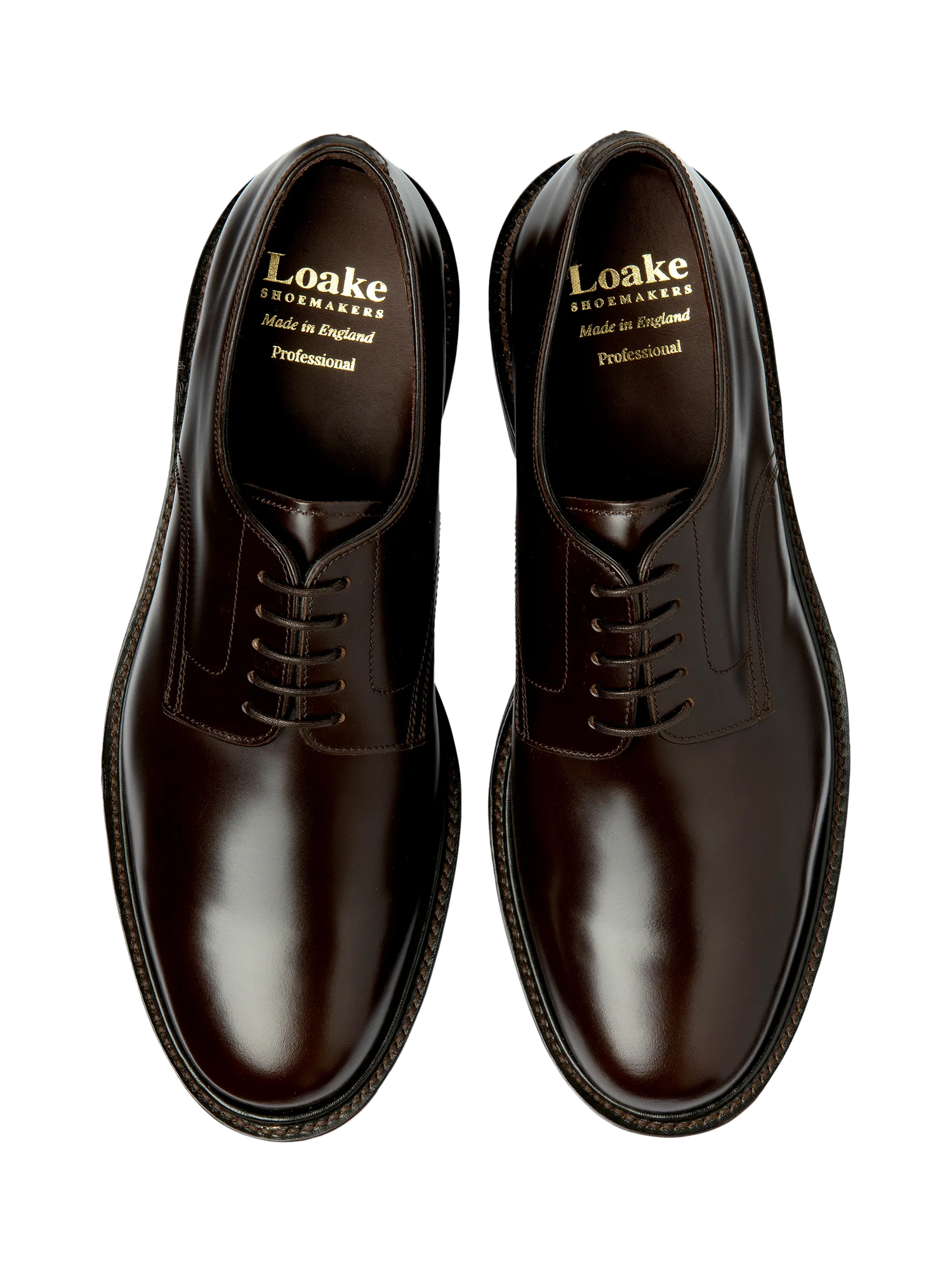 Product image 3 of 3, which shows Loake Barbican Leather Derby Shoes, Espresso Polished, 9