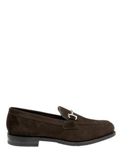 Loake Kensington Suede Loafers, Dark Brown Suede