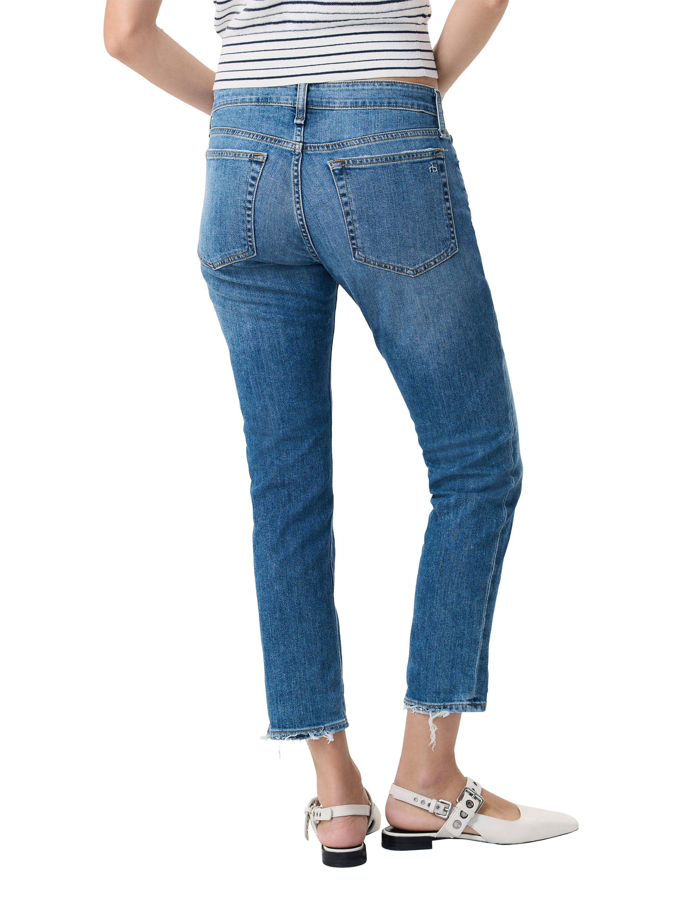 Product image 3 of 5, which shows rag & bone Dre Low Rise Slim Boyfriend Jeans, Dark Blue, Julienne, 30