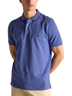 Joules Cotton Regular Fit Short Sleeve Polo Shirt, Mid Blue