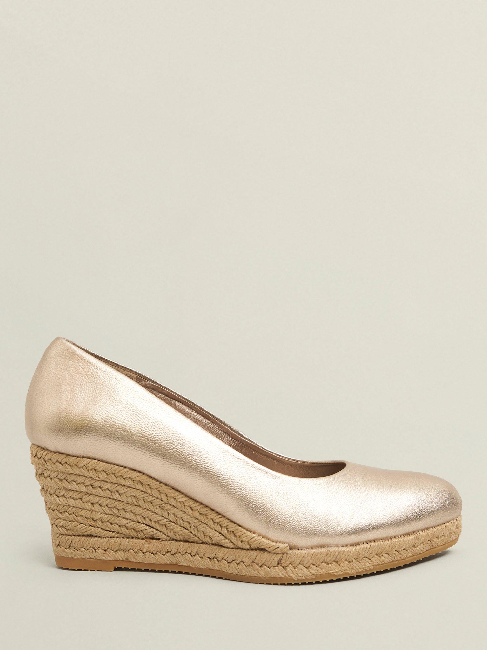 Product image 1 of 4, which shows Hobbs Anna Leather Espadrille Sandals, Pewter, 3