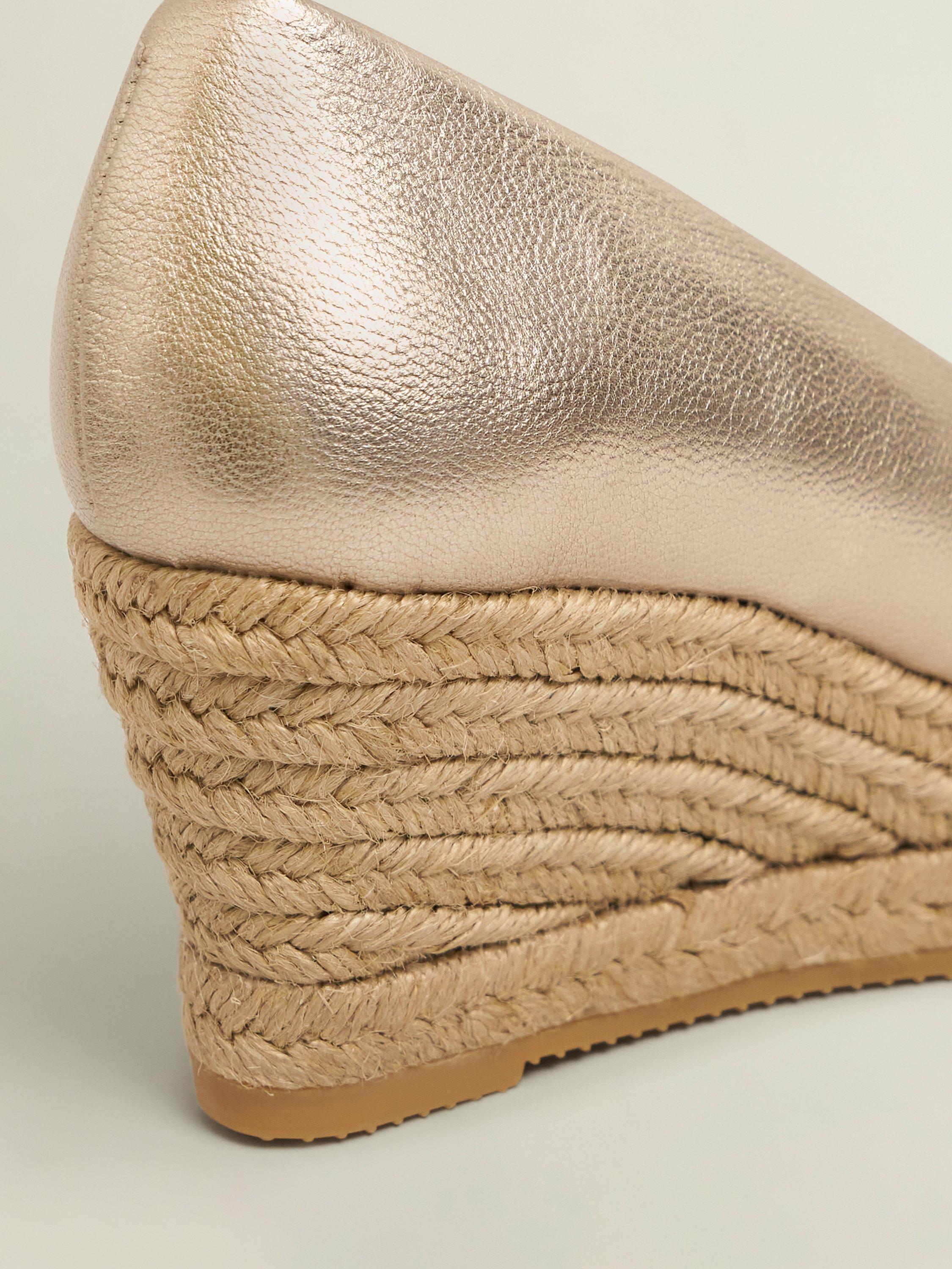Product image 4 of 4, which shows Hobbs Anna Leather Espadrille Sandals, Pewter, 3