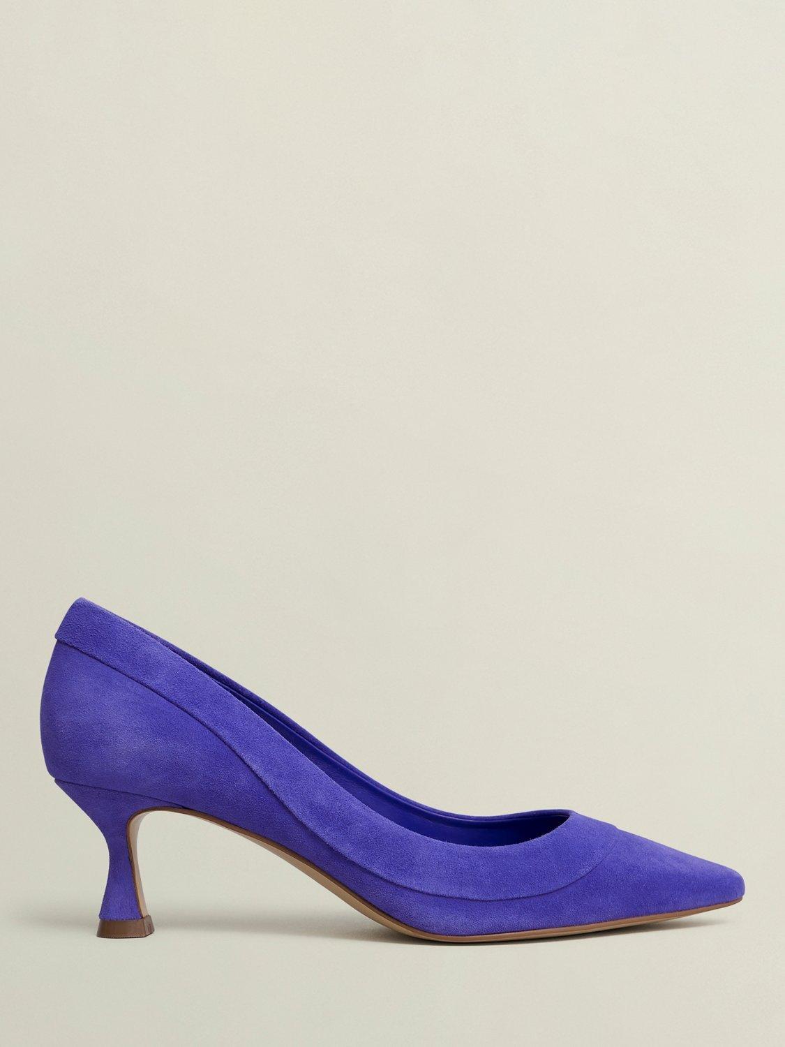 Product image 1 of 6, which shows Hobbs Faye Suede Court Shoes, Allium Blue, 3