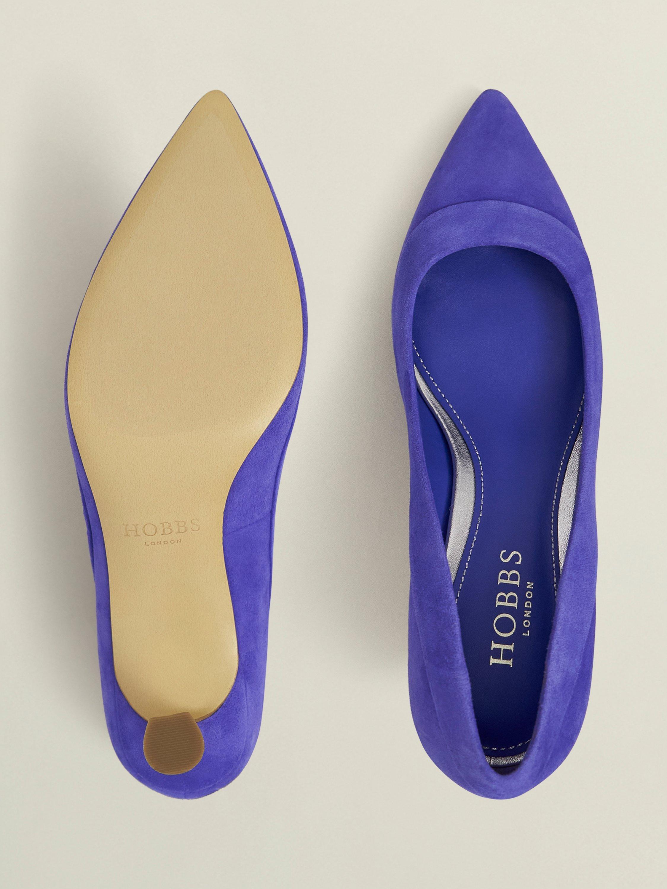 Product image 2 of 6, which shows Hobbs Faye Suede Court Shoes, Allium Blue, 3