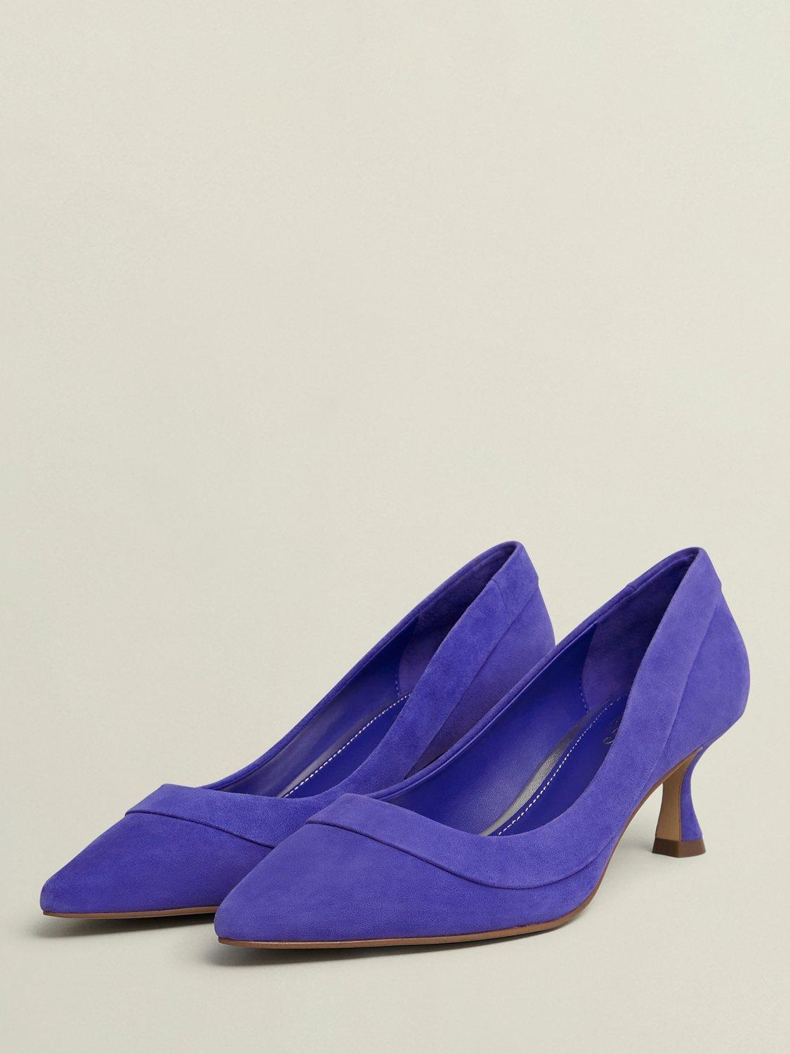 Product image 3 of 6, which shows Hobbs Faye Suede Court Shoes, Allium Blue, 3