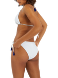 Accessorize Embroidered Tie Side Bikini Bottoms, Blue