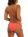 Accessorize Frilly Seersucker Tie Side Bikini Bottoms, Coral