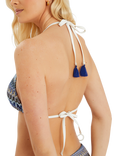 Accessorize Zig-Zag Stitch Triangle Bikini Top, Blue