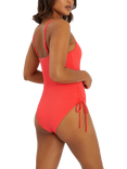 Accessorize Rib Tie-Side Swimsuit, Coral