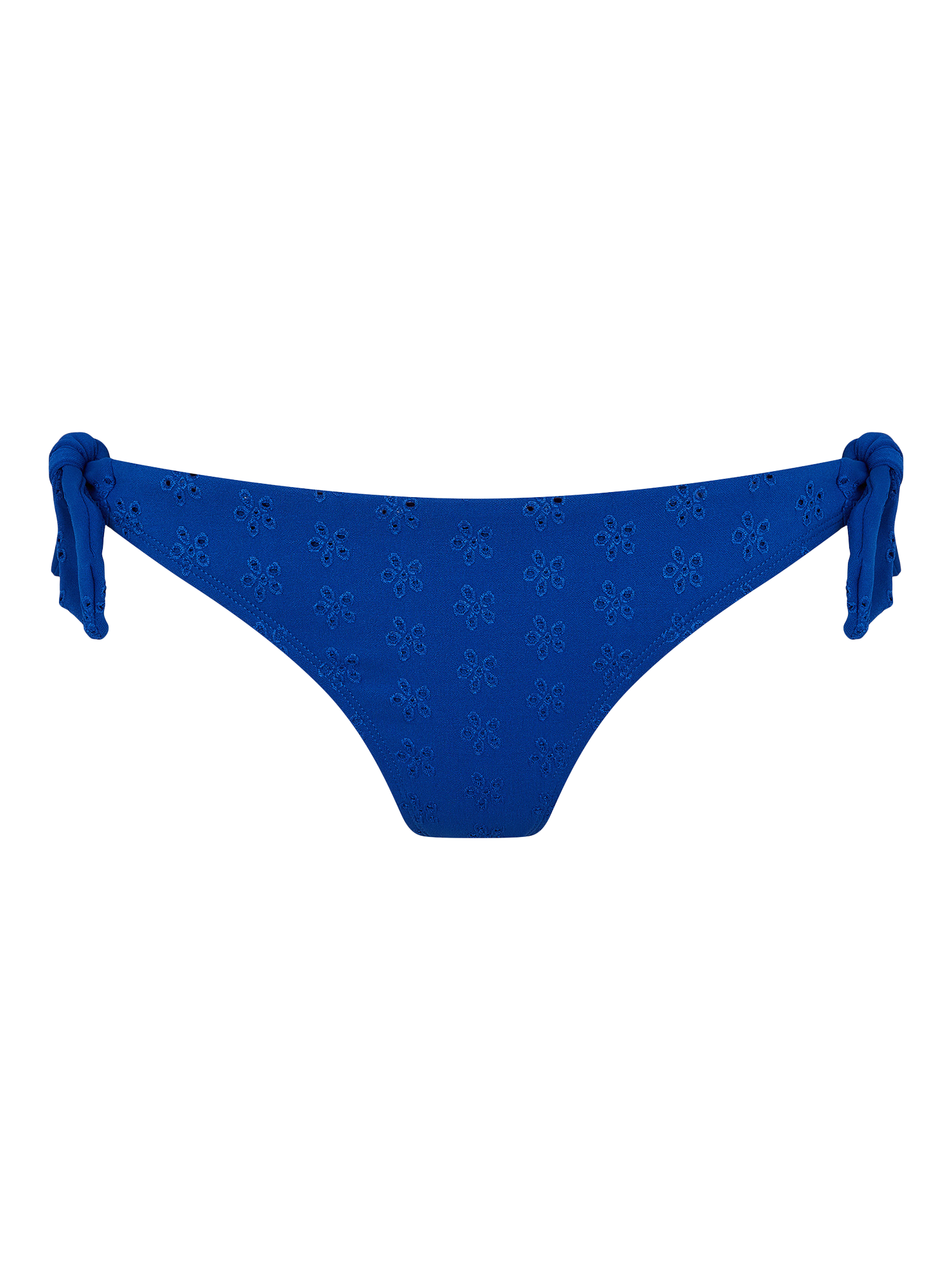 Product image 3 of 4, which shows Accessorize Floral Broderie Bunny Tie Bikini Bottoms, Mid Blue, 16