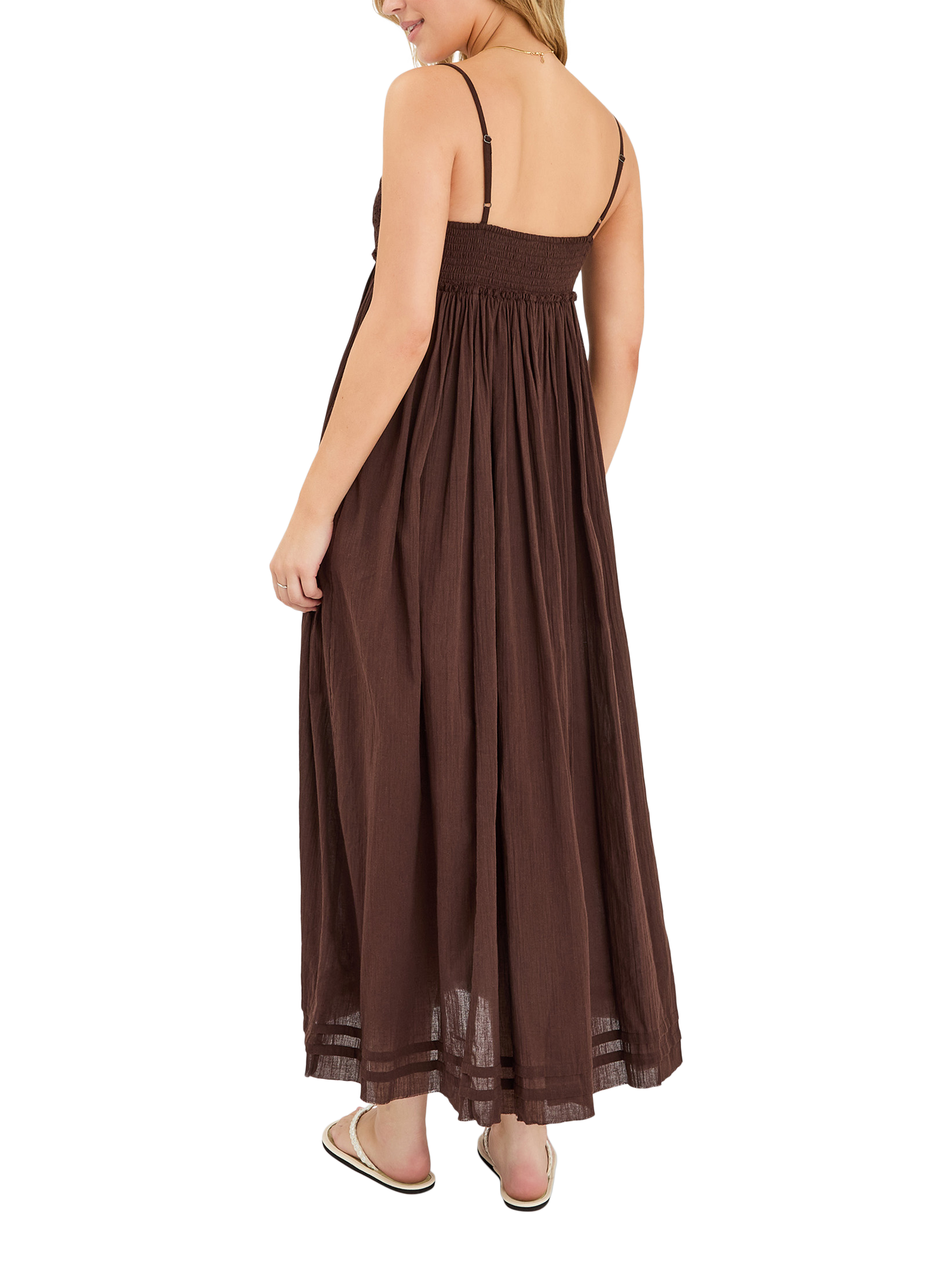 Product image 2 of 4, which shows Accessorize Schiffli Top Maxi Dress, Brown, XS