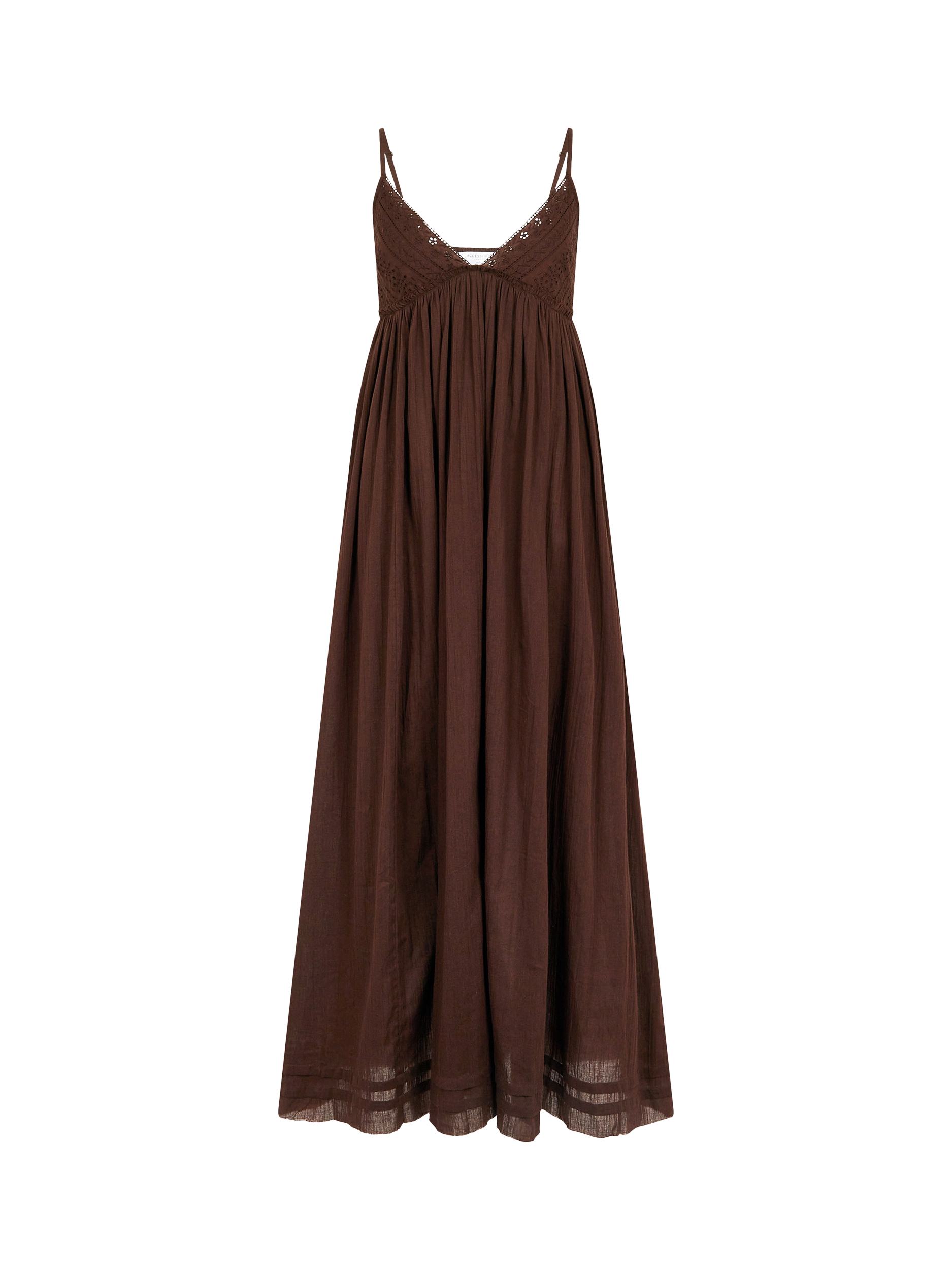 Product image 4 of 4, which shows Accessorize Schiffli Top Maxi Dress, Brown, XS