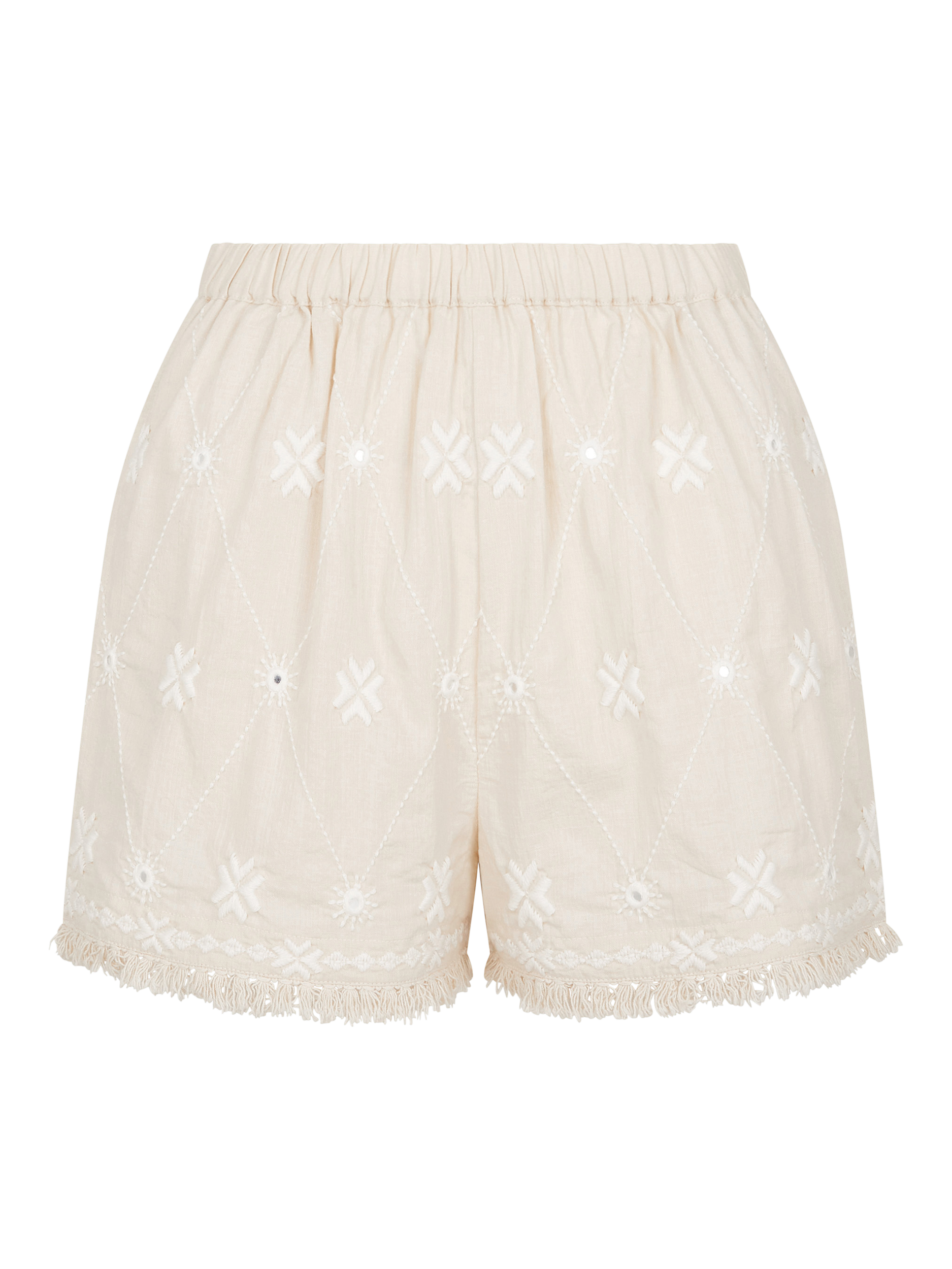 Product image 5 of 5, which shows Accessorize Mirror Embellished Shorts, Ivory, S