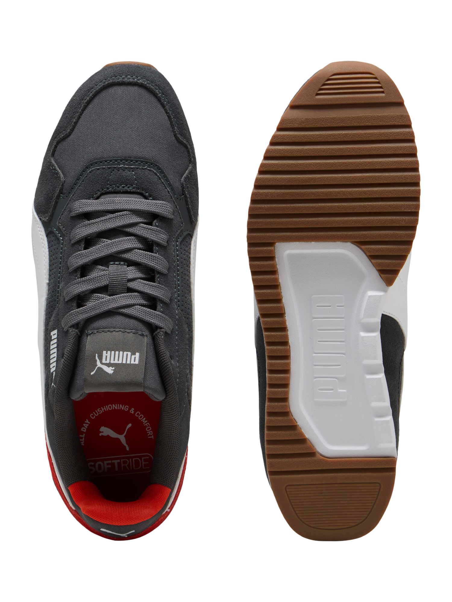 Product image 5 of 6, which shows PUMA Softride Miller Lace Up Trainers, Grey, Red, 8