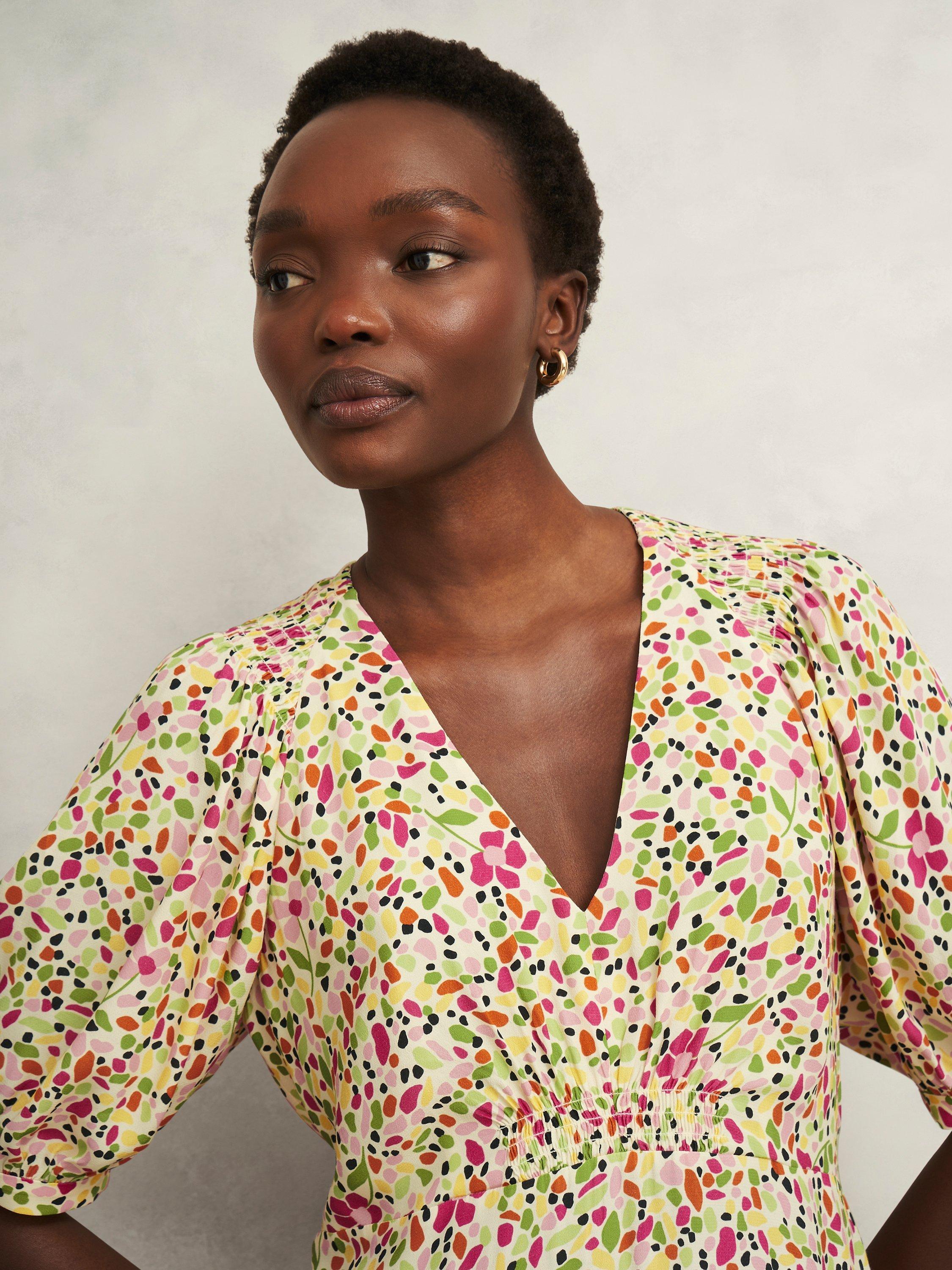 Product image 3 of 5, which shows Hobbs Petite Santana Floral Dress, Multi, 10