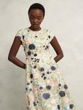 Hobbs Petite Tia Embroidered Floral Dress, Cream/Multi