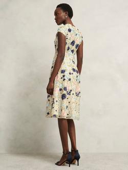 Hobbs Petite Tia Embroidered Floral Dress, Cream/Multi - view 2, Cream/Multi