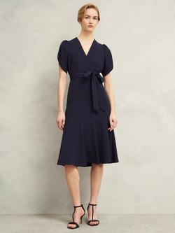 Hobbs Pricilla Tiered Hem Dress, Midnight Blue, Midnight Blue