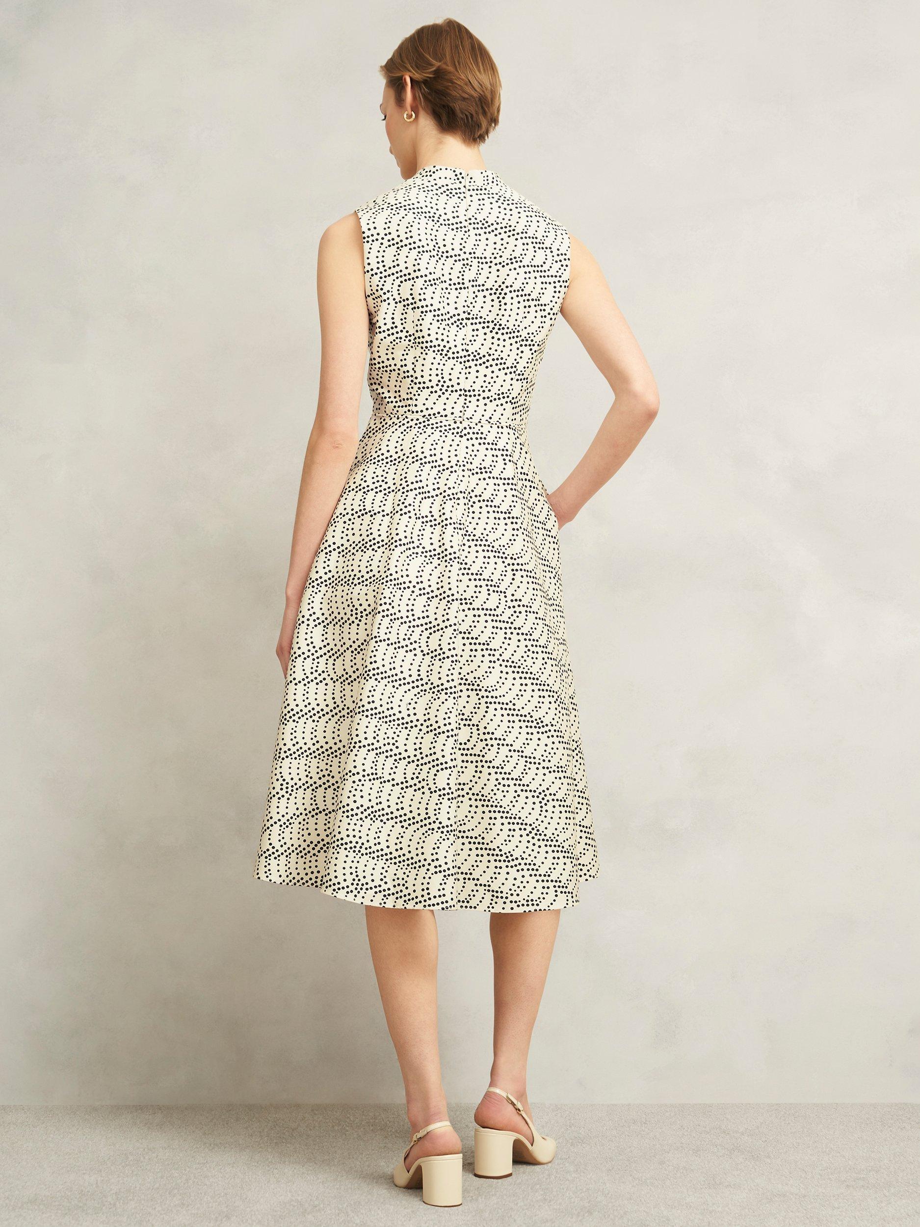 Product image 2 of 7, which shows Hobbs Ruthie Spots Sleeveless Dress, Cream/Multi, 10