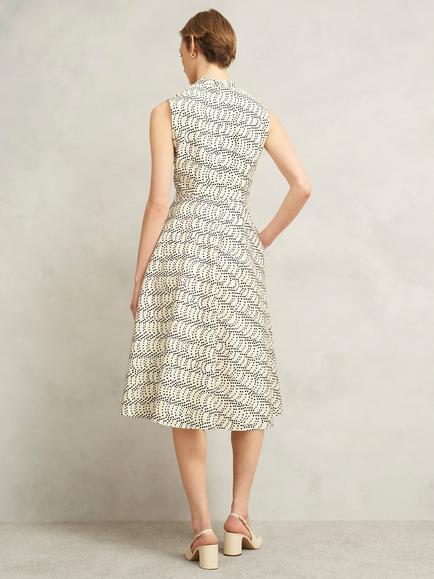 Hobbs Ruthie Spots Sleeveless Dress, Cream/Multi - view 2, Cream/Multi