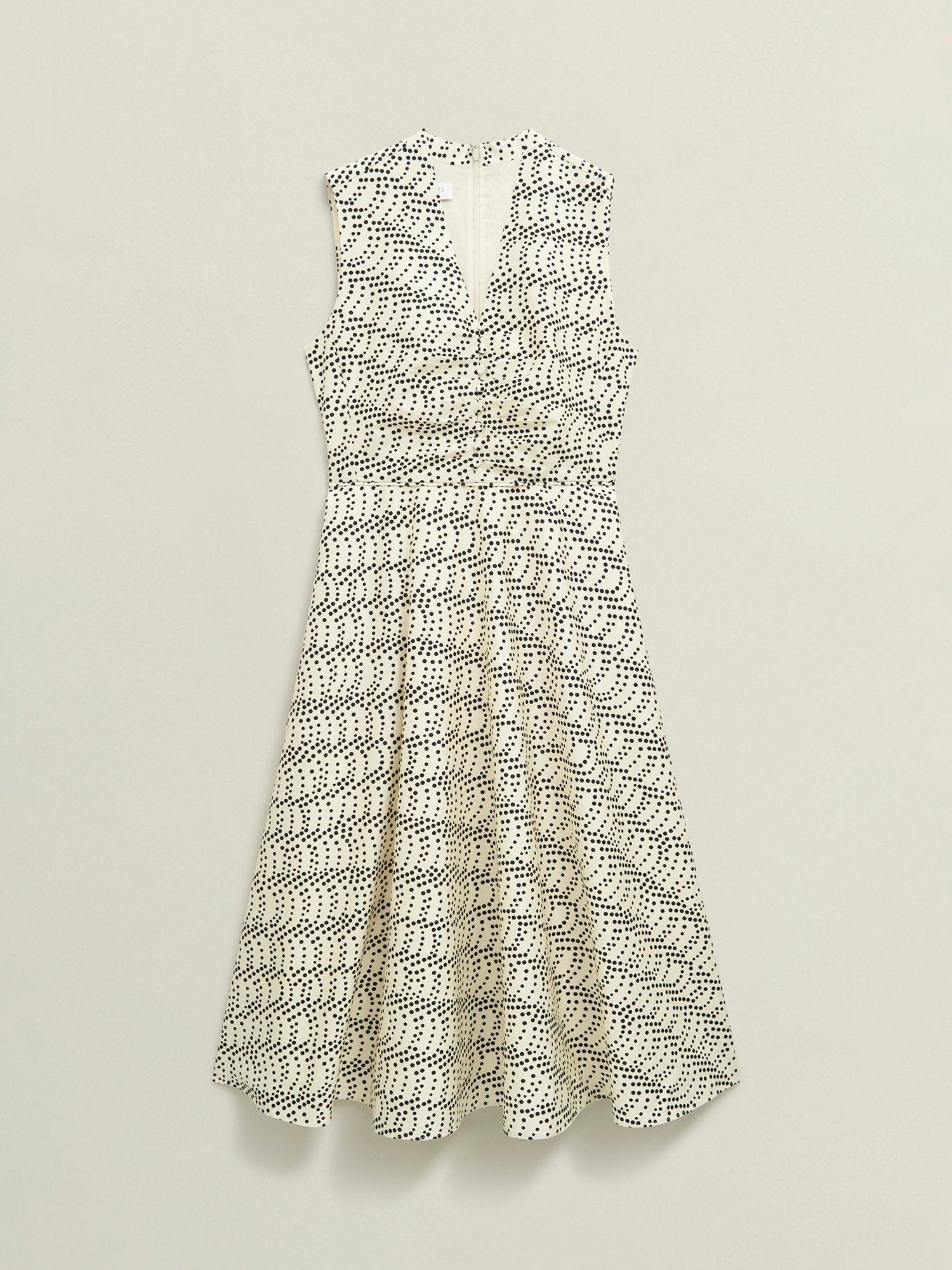 Product image 4 of 7, which shows Hobbs Ruthie Spots Sleeveless Dress, Cream/Multi, 10