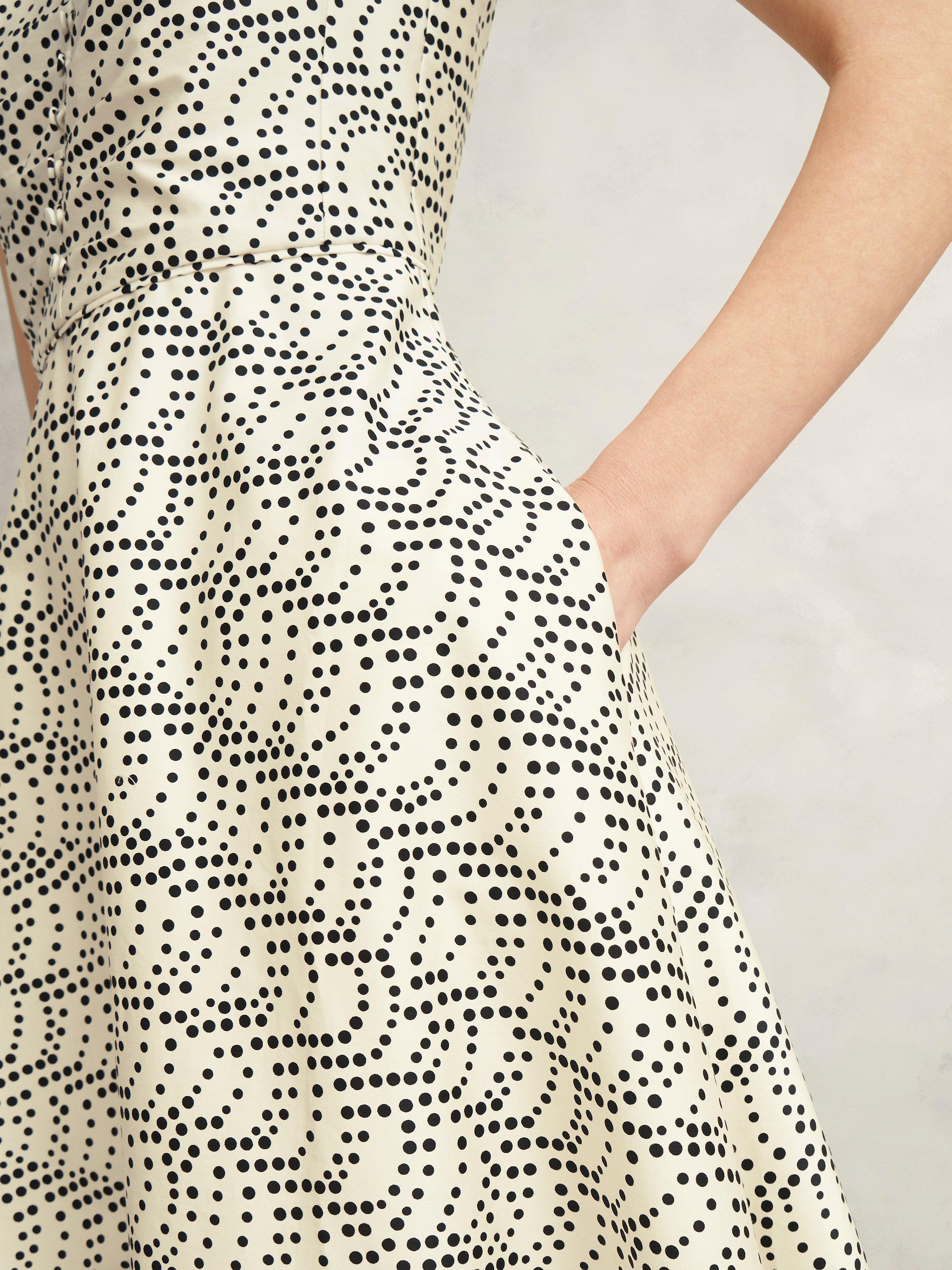 Product image 5 of 7, which shows Hobbs Ruthie Spots Sleeveless Dress, Cream/Multi, 10