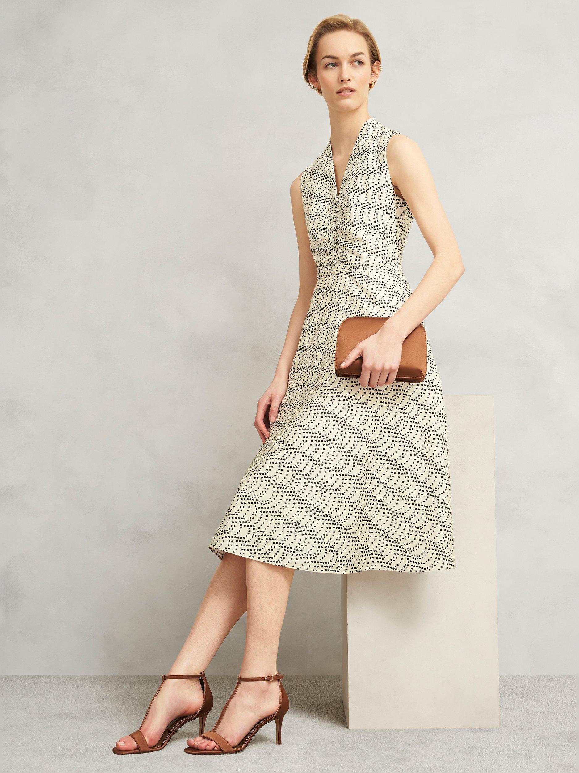 Product image 7 of 7, which shows Hobbs Ruthie Spots Sleeveless Dress, Cream/Multi, 10