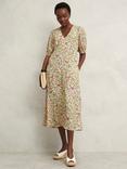 Hobbs Santana Floral Tea Dress, Ivory/Multi