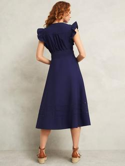 Hobbs Vanessa Ruffle Shoulder Dress, Navy - view 2, Navy