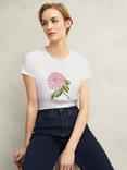 Hobbs Pixie Embroidered Floral T-Shirt, White/Pink