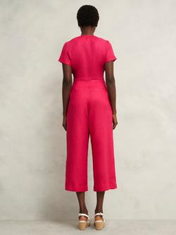 Hobbs Petite Aliya Cropped Linen Jumpsuit - view 2, Zinnia Pink