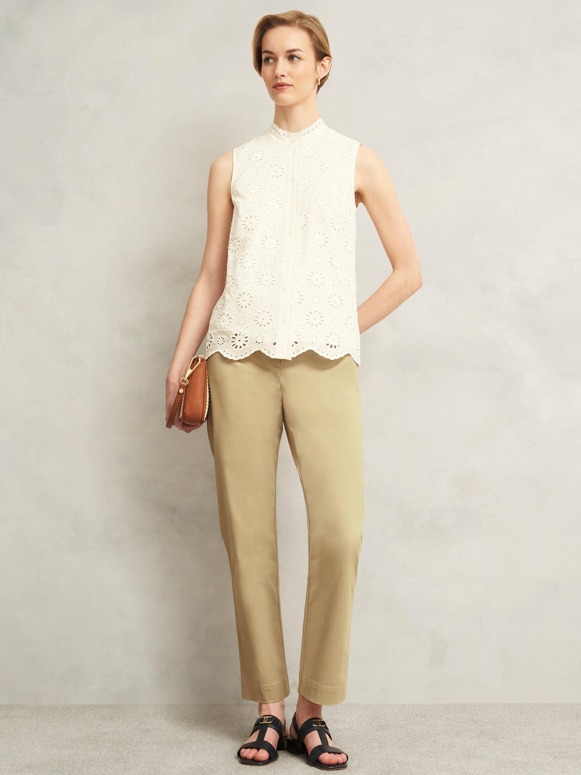 Product image 1 of 5, which shows Hobbs Noa Tapered Tailored Trousers, Camel, 10