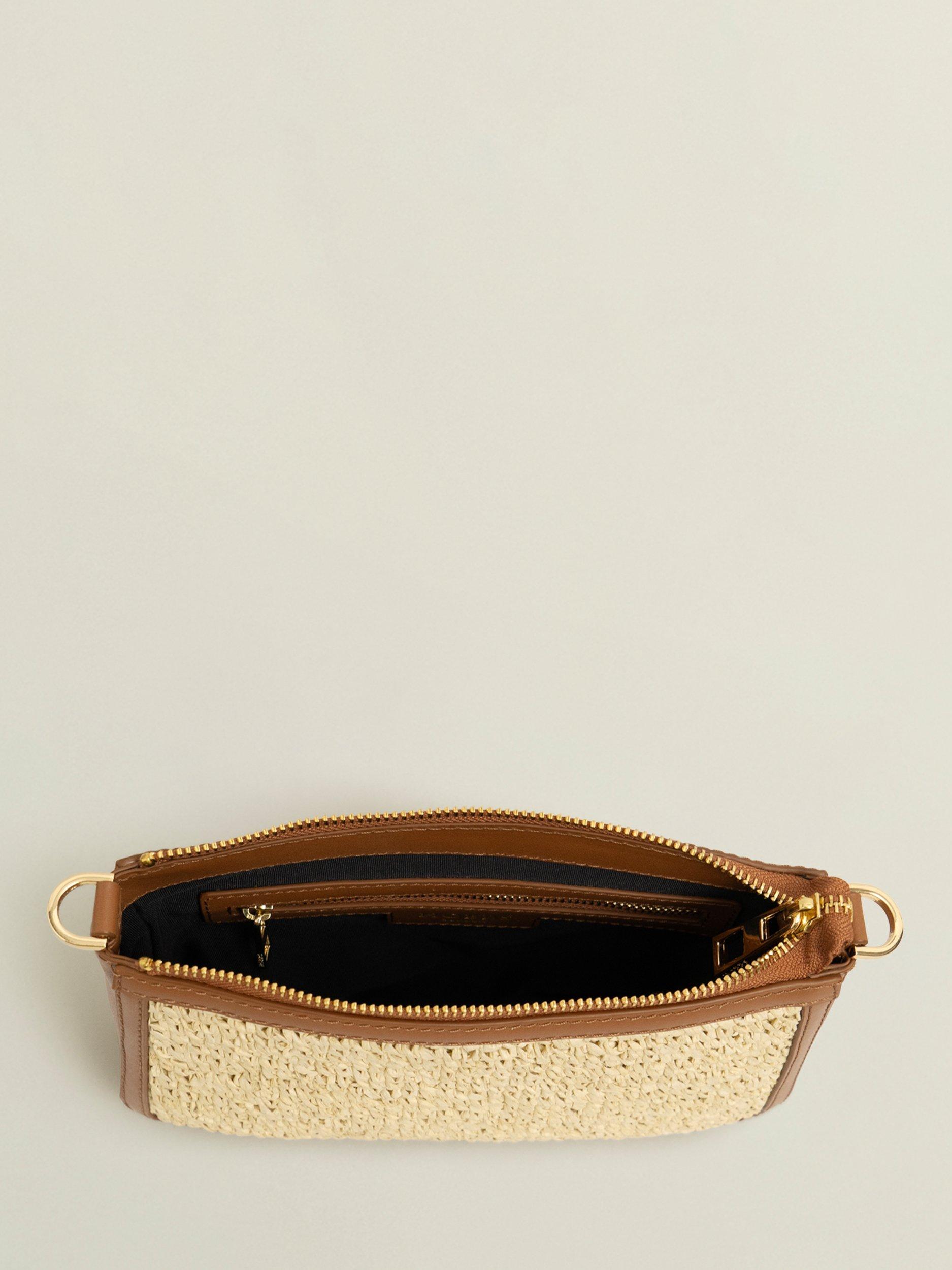 Product image 4 of 4, which shows Hobbs Briella Raffia Crossbody Bag, Brown/Multi