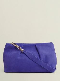 Hobbs Clifton Suede Clutch Bag, Allium Blue