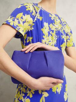 Hobbs Clifton Suede Clutch Bag - view 2, Allium Blue