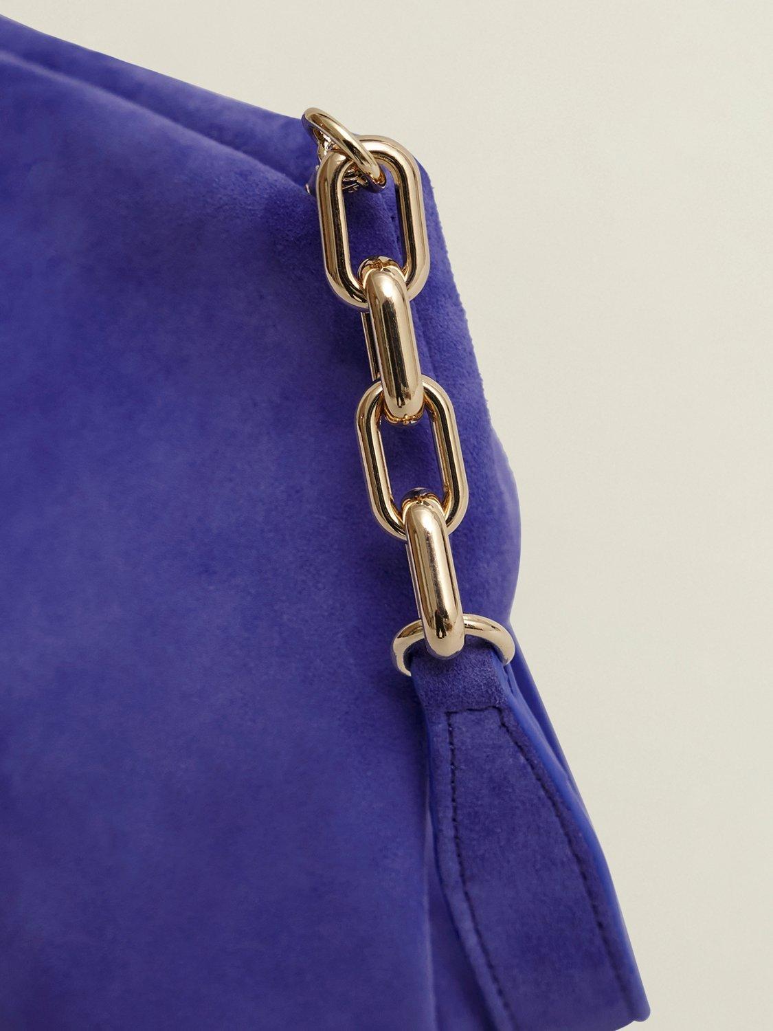 Product image 6 of 6, which shows Hobbs Clifton Suede Clutch Bag, Allium Blue