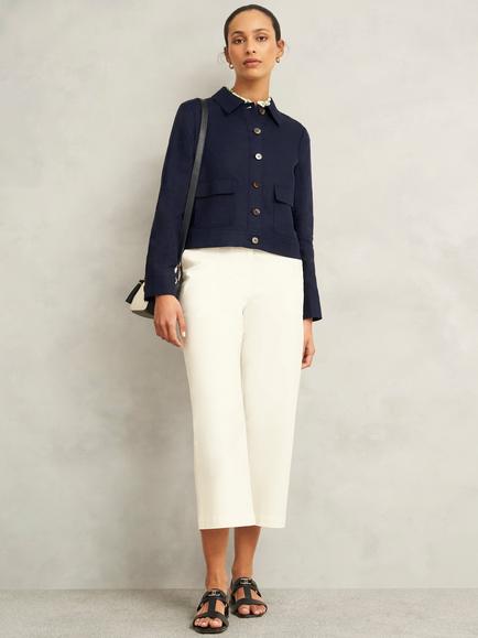 Hobbs Clarence Pure Linen Jacket, Navy, Navy
