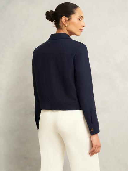 Hobbs Clarence Pure Linen Jacket, Navy - view 2, Navy