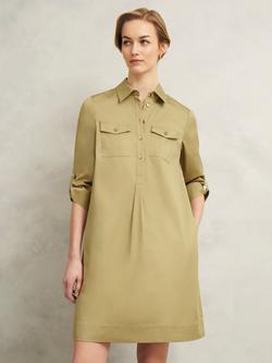 Hobbs Miley Long Sleeve Cotton Blend Collared Shirt Dress, Light Camel