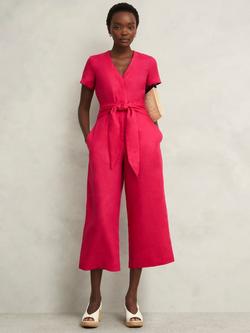 Hobbs Aliya Pure Linen Jumpsuit, Zinnia Pink, Zinnia Pink